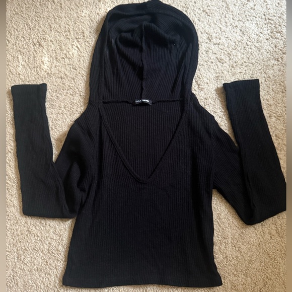 Crop long shirt with hood - Picture 1 of 2